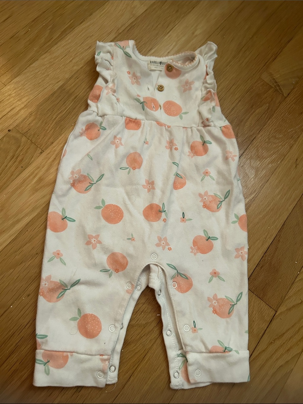 Baby Peach Print Romper - White/Peach